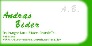 andras bider business card